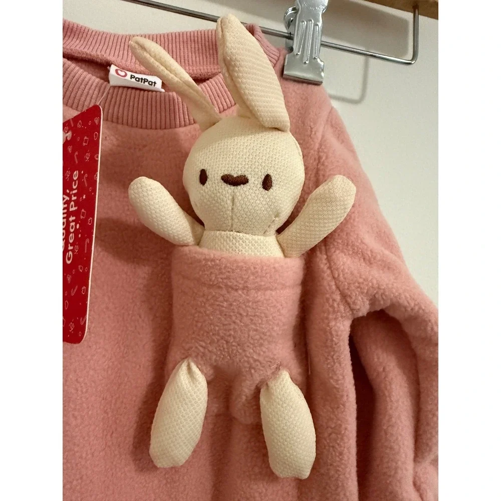 Pat Pat Brand Pink Baby Sleeper with Removable Bunny Pal Size 3-6 mos SKU 0152